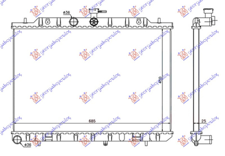 Radiator për motor 2.0 T.D 07- (45x69)