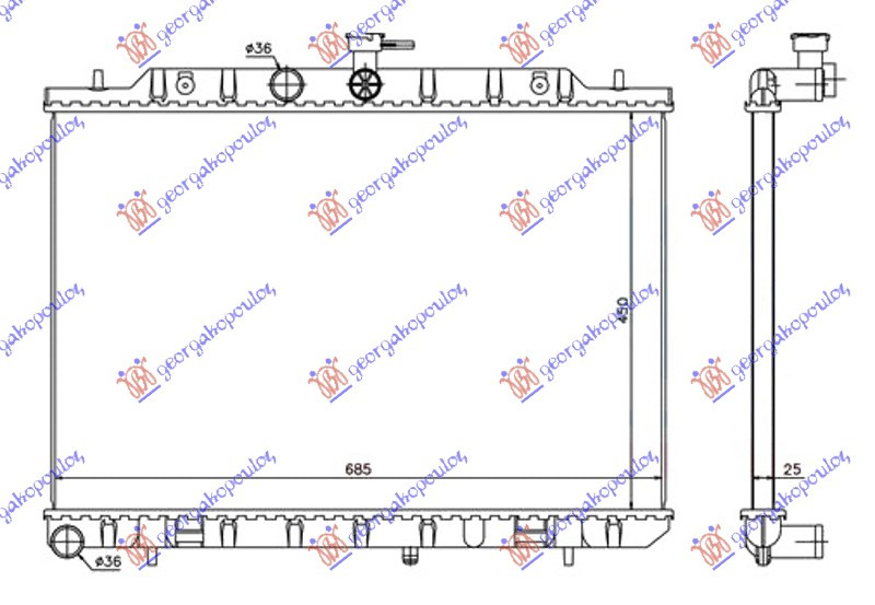 Radiator për motor 2.0 T.D 07- (45x69)