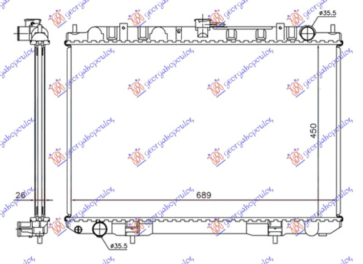 Radiator për motor 2,2 DCI -07 (45x69)