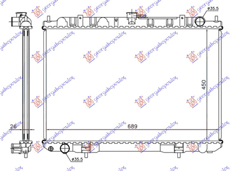 Radiator për motor 2,2 DCI -07 (45x69)