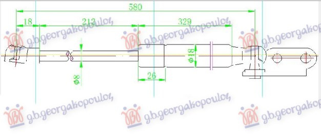 Amortizues (një) për derën e bagazhit 07- (580L-560N)