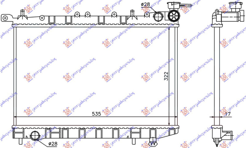 Radiator për motor 1,4-1,6 (52,8x32) (28/28)