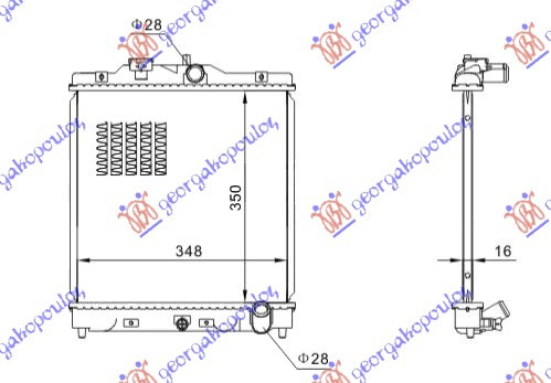 Radiator për motor të gjitha modelet benzinë (marsh manual) (350x350x16)