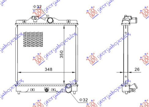 Radiator për motor 1.6 VTEC 150 PS (35x35x27) (KOYO)