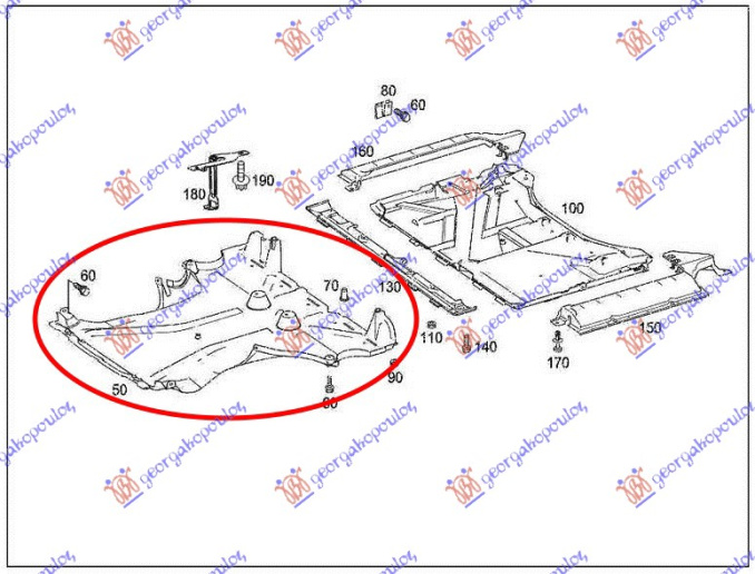 Mbrojtje/kapak nën motor pjesa e përparme