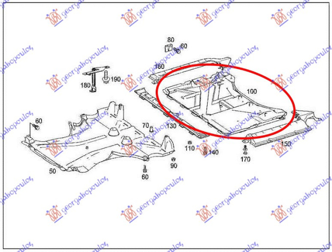 Mbrojtje/kapak nën motor nën ndëruesin e marsheve (pjesa e pasme)