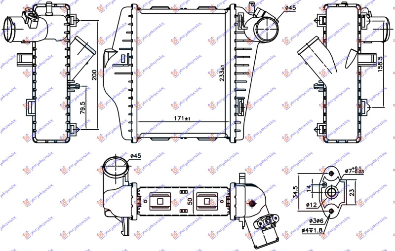 Interkuler 1.0i TURBO (171x233x50) (MAHLE BEHR PREMIUM LINE)