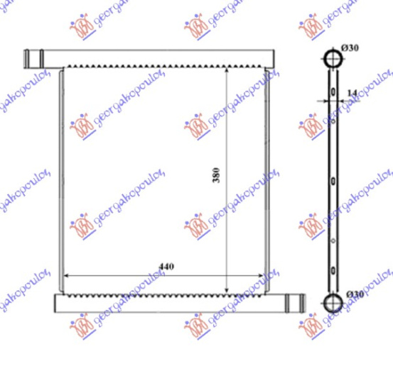 Radiator për motor për të gjitha modelet (44x38) (MAHLE BEHR PREMIUM LINE)