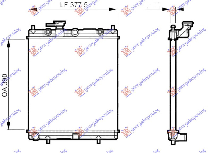 Radiator për motor 1,0-1,3-1,4CC 16V (me/pa kondicioner) (38x36,8) (VALEO CLASSIC)
