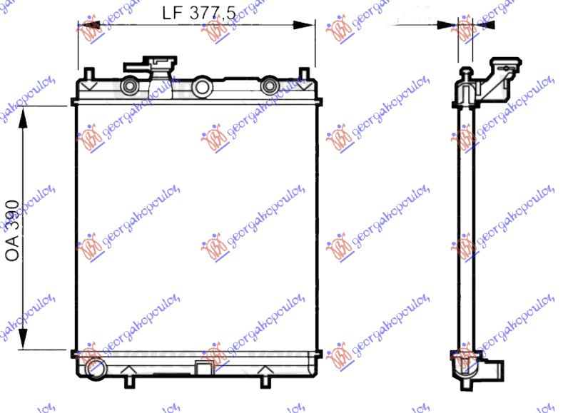 Radiator për motor 1,0-1,3-1,4CC 16V (me/pa kondicioner) (38x36,8) (VALEO CLASSIC)