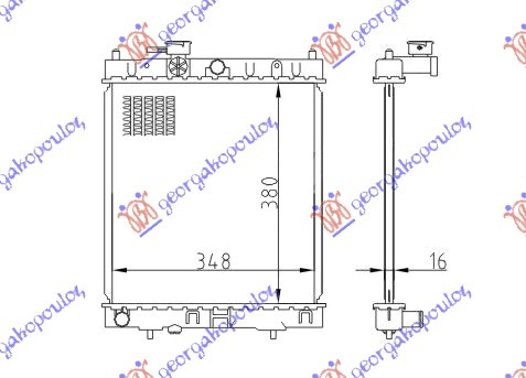 Radiator për motor 1.0-1.3-1.4CC 16V (me/pa kondicioner) (38x36.8) (KOYO)