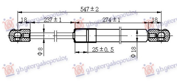 Amortizues (një) për derën e bagazhit (549L-290N)