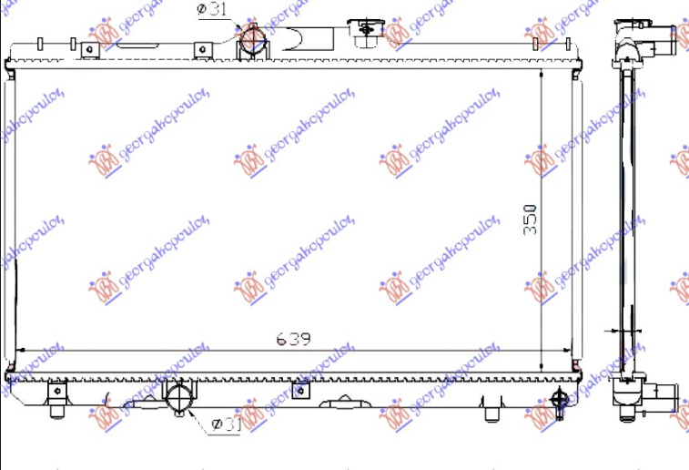 Radiator për motor 1,3-1,6 (me/pa kondicioner) (63,8x35) (VALEO CLASSIC)