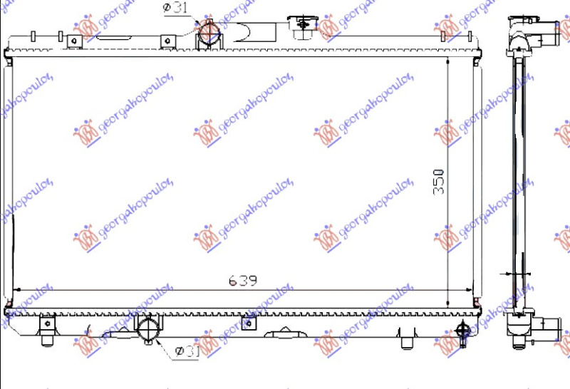 Radiator për motor 1,3-1,6 (me/pa kondicioner) (63,8x35) (VALEO CLASSIC)