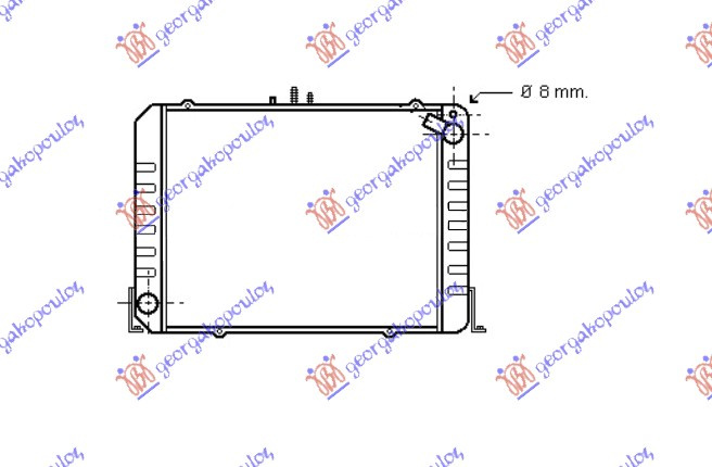 Radiator për motor 2.0-2.4 benzinë (49x40x38)