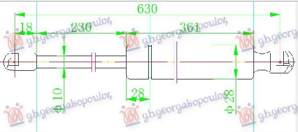 Amortizues (një) për derën e bagazhit (620L-625N)