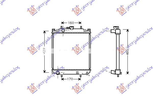 Radiator për motor 1.0i 12V (37.5x32.5x1.6) (marsh manual) (KOYO)