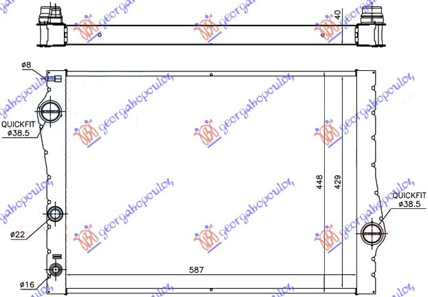 Radiator për motor 3,0i-24V-3,0 T.D (58,9x44x38)