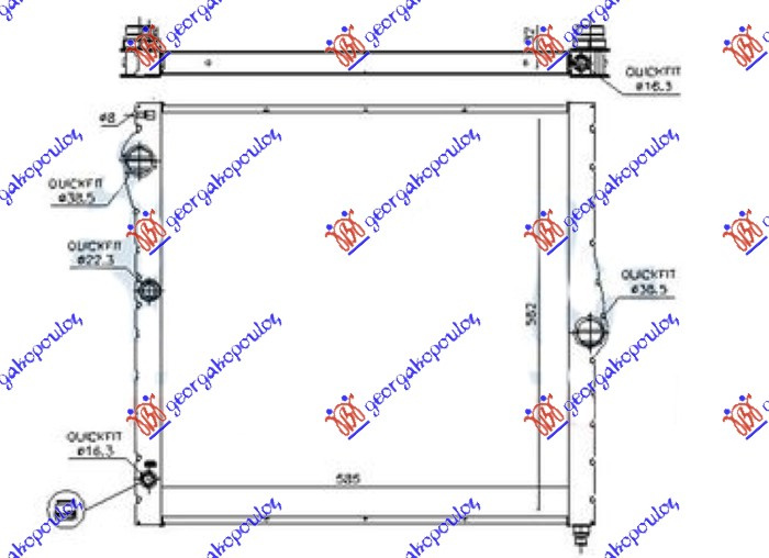 Radiator për motor 4.4 (50i) benzinë - 3.0 (50d) dizel (585x580x32) (plotësisht alumin) (MAHLE BEHR)