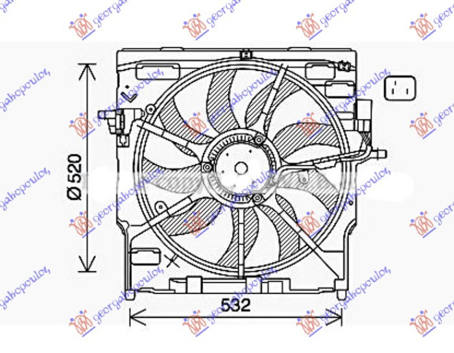 Ventilator komplet (i vetëm) dizel (520mm) (3 pinë) (850w)
