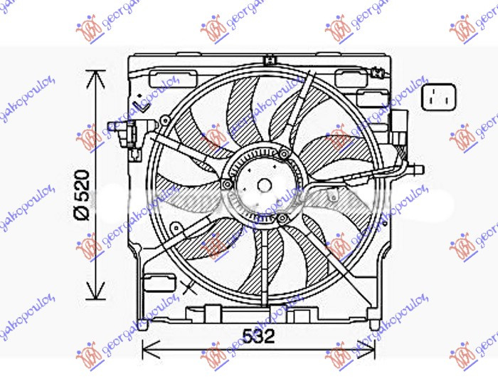Ventilator komplet (i vetëm) dizel (520mm) (3 pinë) (850w)
