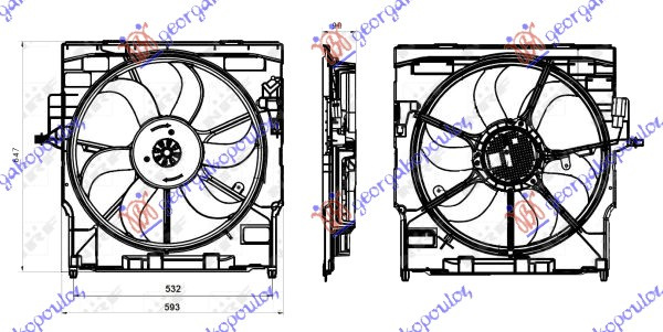 Ventilator komplet 3.0 benzinë (520mm) (400W) (3 pinë)