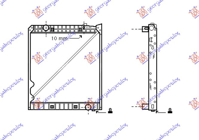 Radiator për motor dizel (90x80.7) (marsh manual/automatik)