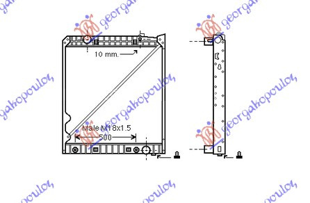Radiator për motor dizel (101.5x80.8) (marsh manual/automatik)