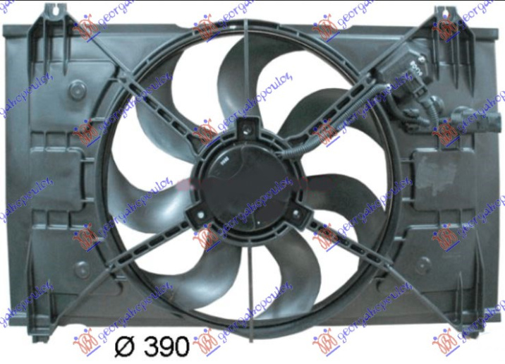 Ventilator komplet benzinë (390mm) (lidhës elektrik oval)