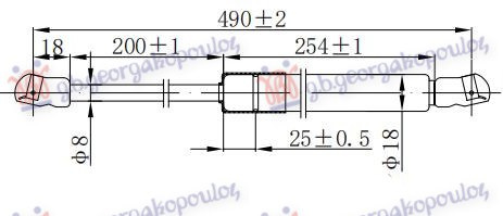 Amortizues (një) për derën e bagazhit 5 dyer (490L-380N)