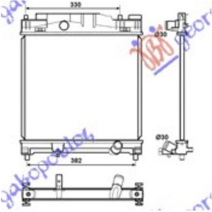 Radiator për motor 1,0-1,3 benzinë (37x40) (KOYO)