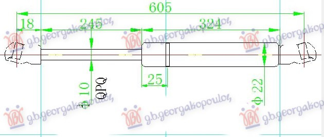 Amortizues (një) për derën e bagazhit (605L-670N)