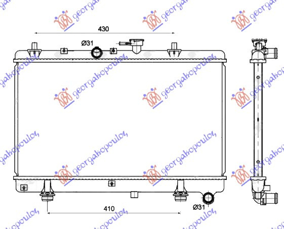 Radiator për motor 1,3i 8V-1,5i 16V (me/pa kondicioner) (35x64.70
