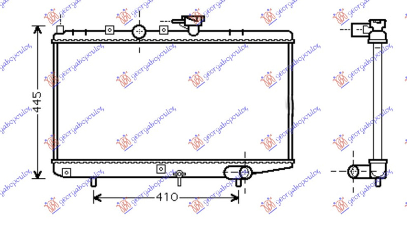 Radiator për motor 1,3i 8V-1.5i 16V (me/pa kondicioner) (35x64,7)