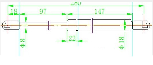 Amortizues (një) për derën e bagazhit 4 dyer (280L-440N)
