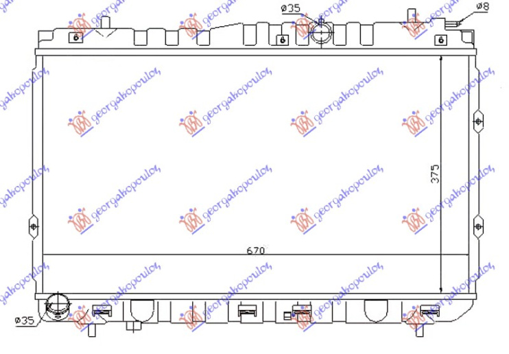 Radiator për motor 1.5 CRDi dizel (375x670x16)