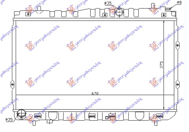 Radiator për motor 1.5 CRDi dizel (375x670x16)