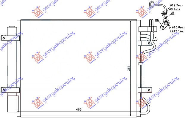Radiator i kondicionerit 1.6 CRDi (43,5x35x5x16)