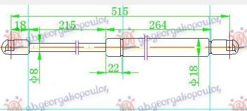 Amortizues (një) për derën e bagazhit 5 dyer (515L-400N)