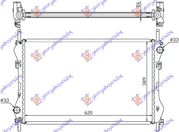 Radiator për motor 2.4 TD-TDi pa kondicioner (62x40x26)
