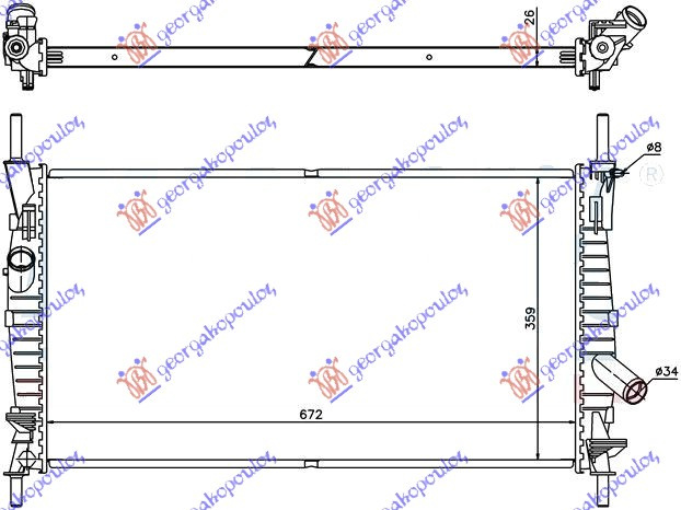 Radiator për motor 2,0 TDi (me/pa kondicioner) (67x38x26)
