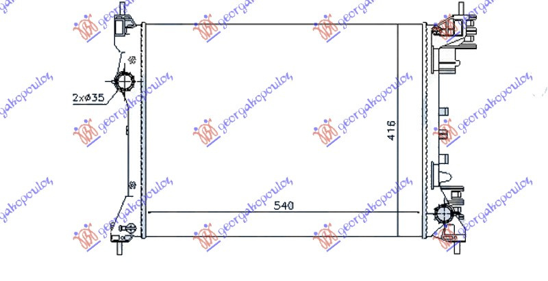 Radiator për motor 1,4i16V (me/pa kondicioner) (54x41,5x1,6)