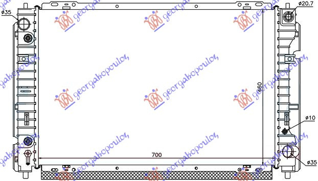 Radiator për motor 2.0-2.3 benzinë (marsh manual/automatik) (700x460)
