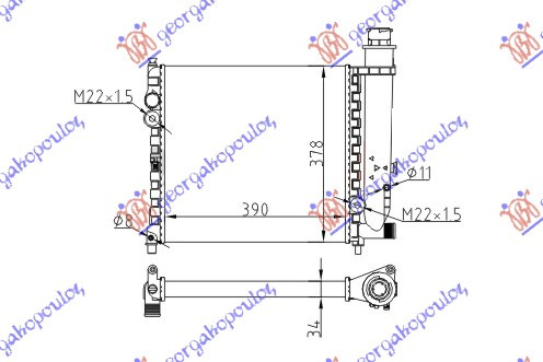 Radiator për motor 1.1-1.9cc (me/pa kondicioner) (39x38)