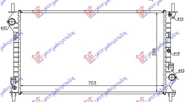 Radiator për motor 1.8i 16V&TDCI (me kondicioner) (70,3x38,9)