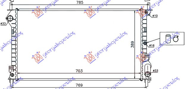 Radiator për motor 1,8 benzinë -1,8TDCI (70x38,5x24)