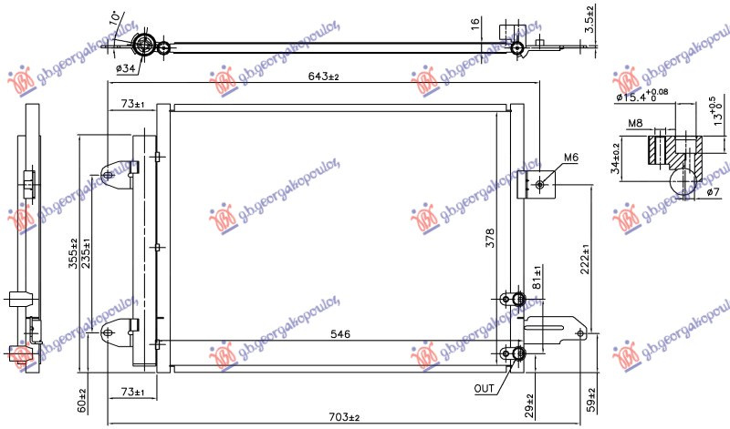 Radiator i kondicionerit 2.5 benzinë (RS) (marsh manual/automatik) (546x378x16)
