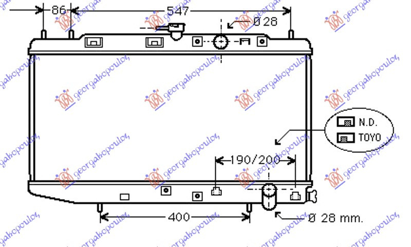 Radiator për motor (33x66,8)