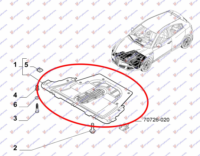 Mbrojtje/kapak nën motor (plastik)