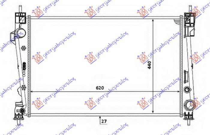Radiator për motor 1,6-2,0 JTDM dizel (marsh manual) (620x400x26)